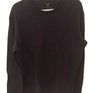 UNIQLO Men Soft Touch Crew Neck Long Sleeve T-Shirt, Burgundy, Medium